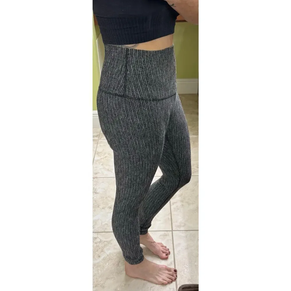 Lululemon grey full length fold down waist no size tag waist is 13 flat lay